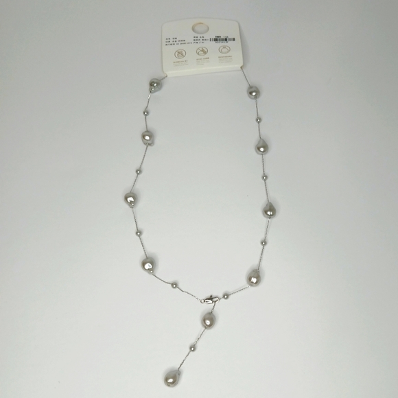 Pearl Necklace Silver Coating Mini Faux Pearls Stainless Steel - Picture 7 of 7